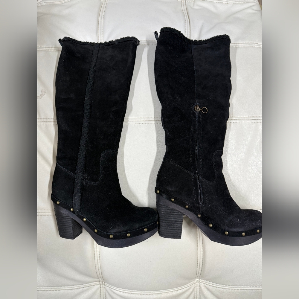 Ralph Lauren Black Suede Knee-High Boots